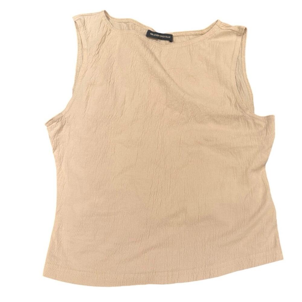 Brandy Melville Classic Sleeveless Top Beige Rouched Not Sized But S/M